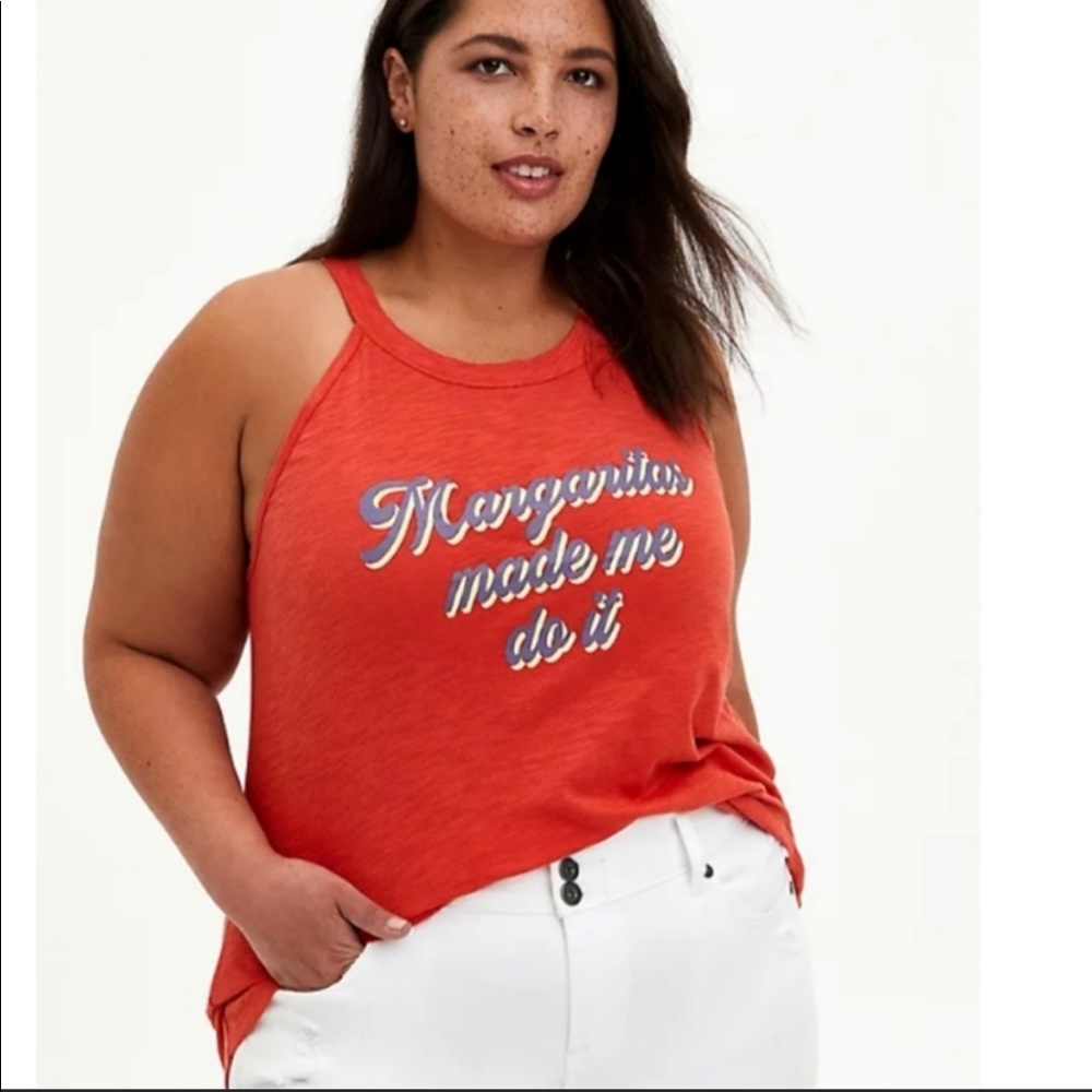 Torrid Red high neck tank Margaritas made me do it